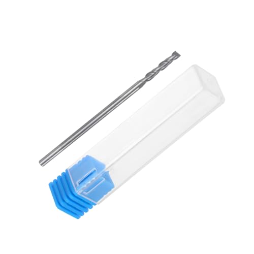 Image of uxcell Carbide Square End Mill, 1 /8 inch Diameter Uncoated 2 Flutes Milling Bit Cutter, for Aluminum Copper Non-Ferrous Metal, 1 /8 inch Shank 27 /32 inch Cut Length 3 inch Extra Long