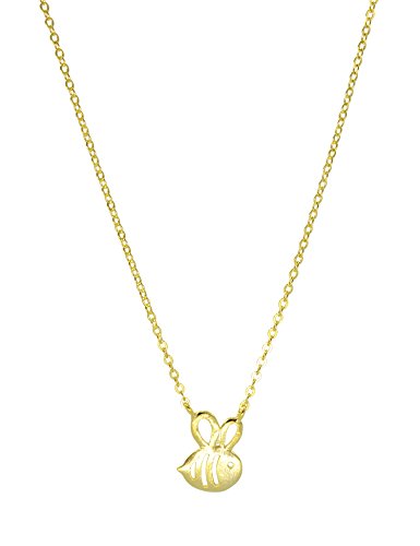 Paialco Jewelry - Collar con colgante de abeja, plata de ley, chapado en oro amarillo de 18 quilates