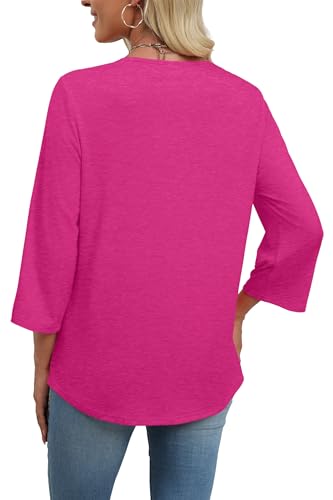 Image of WIHOLL 3 /4 Length Sleeve Womens Tops Boho V Neck Lace Shirt Trendy Blouses Dressy Casual Vacation Clothes S-3XL