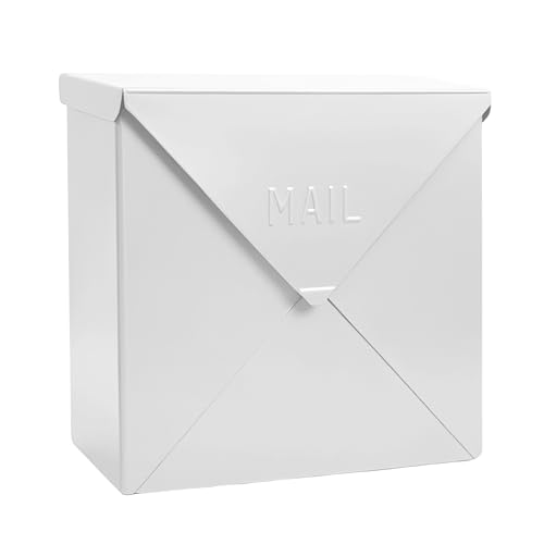 Image of NACH Chicago White Extra Large Mailbox, Rust Resistant Large Mailboxes for Outside Wall Mount, Large Metal Mailbox, Wall Mount Mailbox, Extra Large Capacity Mailbox, 12 x 12 x 4.8 inches, MB-6301WT