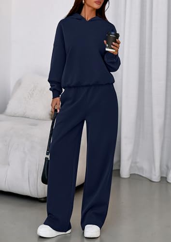 Image of PRETTYGARDEN Womens Sweatsuits 2 Piece Set 2026 Casual Winter Long Sleeve Hoodie Loose Wide Leg Sweatpants Fall Tracksuit