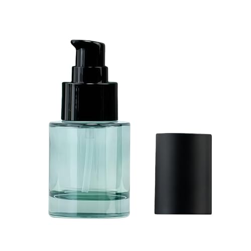 Botellas vacías de vidrio para loción de 50 ml, color verde oscuro, con tapa negra, dispensador de cosméticos, de viaje, muestras de base, recipientes recargables para emulsión de esencia de tóner