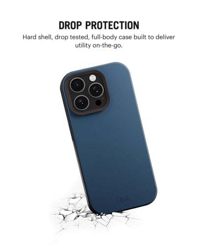 Image of DailyObjects Leatherite Case for iPhone 14 Pro Compatible with MagSafe Wireless Charging | Navy Blue-Grey Hybrid Magnetic Back Cover