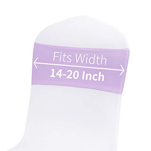 Peomeise 50pcs Lavender Spandex Chair Sashes with Buckle Slider for Wedding, Party Decoration