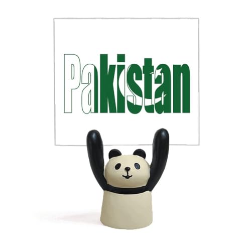 Porte-nom drapeau du Pakistan avec motif panda mignon pour décoration de bureau