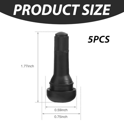 Image of ijuicy 5 PCS Car TR413 Tire Valve Stems, Pure Copper Bbody Anti-Rust Tubeless Valve Stems, Rubber Snap-in Tire Valve, Universal for Tubeless 0.45 Inches Rim Holes on Standard Vehicle Tires (Black)