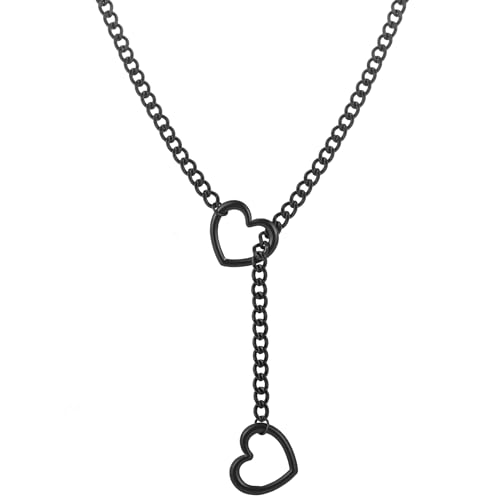 heart slip chain necklaces for womenstainless steel o-ring adjustable lariat y-necklacepunk gothic cuban collar choker necklace for women