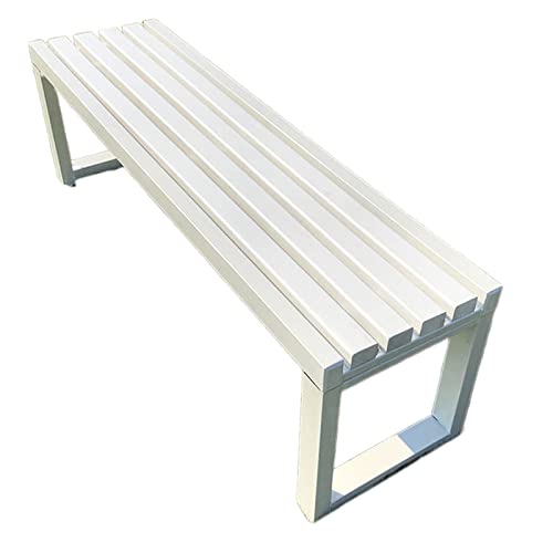 Banco de jardín de metal negro resistente a la intemperie, muebles de patio de hierro fundido resistente, silla de asiento de parque, tamaño de 1 m, 7 colores disponibles (blanco)