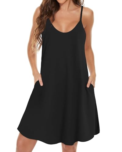 Image of JOELLYUS Womens Spaghetti Strap Dress Summer Dresses Beach Cover Ups Casual Sundresses with Pockets 2026