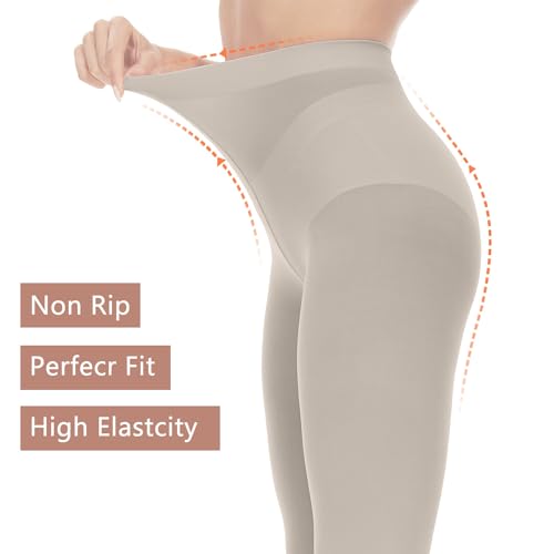 Image of Citystl Opaque Black Tights for Women, 80D Tummy Compression Plus Size Tights, Control Top Microfiber Pantyhose for women