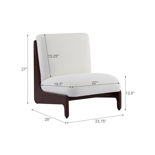 Sillón moderno blanco con estructura de madera miniatura 2