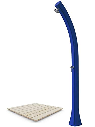 Arkema Design - Prodotto Made In Italy - Set De Construcción Con Ducha Solar Azul Con Bandeja De Diseño Ecolegno Arkema