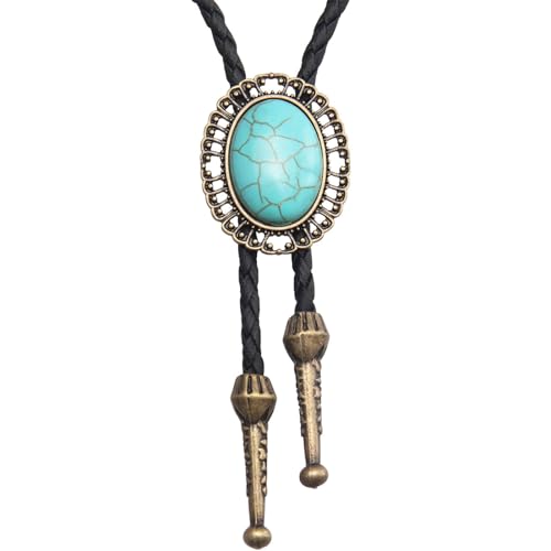 Image of GelConnie Native American Bolo Tie Rodeo Cowboy Leather Necktie Western Necklace Costume Accessories for Men,Women