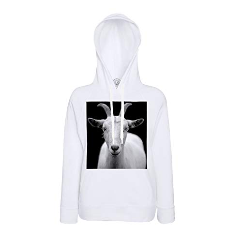 Sweat bouc blanc contre le froid : style animal nature en photo noir et blanc