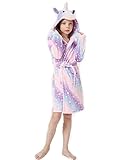 YGGKY Bademantel für Kinder, mit Kapuze, Tierdesign, Einhorn, Geschenke für Mädchen, CAIZI, 8-9 Jahre, (YGGKYSP01)