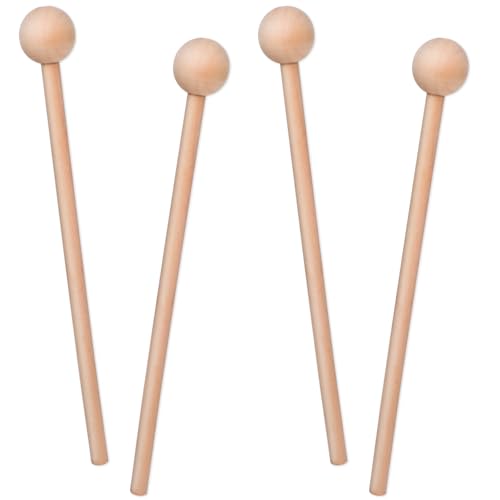 4 Stück Holzschlägel 20.5cm Xylophon Schlägel Holz Percussion Sticks, Glockenspielschlägel mit Holzgriff Rhythmus Sticks Trommelstöcke für Xylophon Glockenspiel Holzblock Glockenspiel