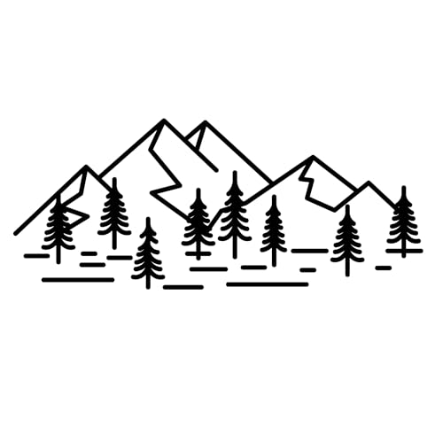 Tattoo Inkster® Montagne e alberi | Tatuaggio temporaneo con certificazione cosmetica europea | impermeabile + a base vegetale | tatuaggio rivoluzionario di 2 settimane