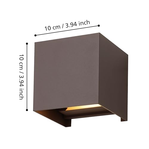 Eglo LED Outdoor wall spot Light Calpino 3, Outside lamp uplight Downlight, Porch Lighting Made of Metal in Rust Brown - Image 2