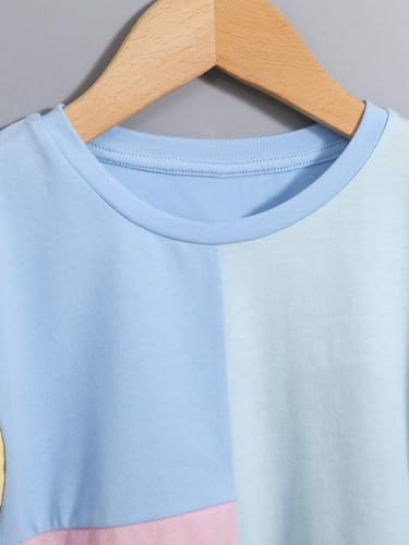 Image of Verdusa Boy's 2 Piece Outfit Colorblock Short Sleeve Round Neck T Shirt and Shorts Set