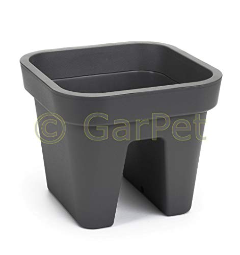 Preisvergleich Produktbild Geländertopf Geländerkasten Geländer Balkon Blumen Kräuter Topf Kübel Kasten anthrazit 290