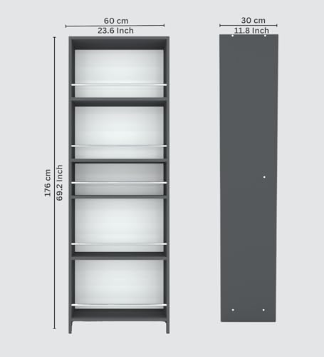 Image of SPECIALITY PANELS Kitchen Cabinet with 5 Open Shelves | Crockery Storage Cabinet | Space Organizer | Termites Resistance | Free Standing Wooden Cupboard for Kitchen Office Home | Dark Grey Finish