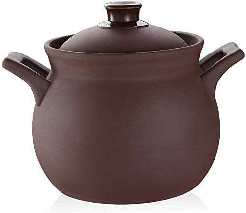 DCYEQRQ Cazuela con tapa, cacerola de cerámica caliente, olla redonda de barro de barro, olla antiadherente, sartén para guisar lentamente (A 5 L)