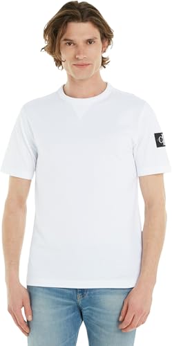 Calvin Klein Herren T-Shirt Kurzarm Badge Regular Tee Rundhalsausschnitt, Weiß (Bright White), XL