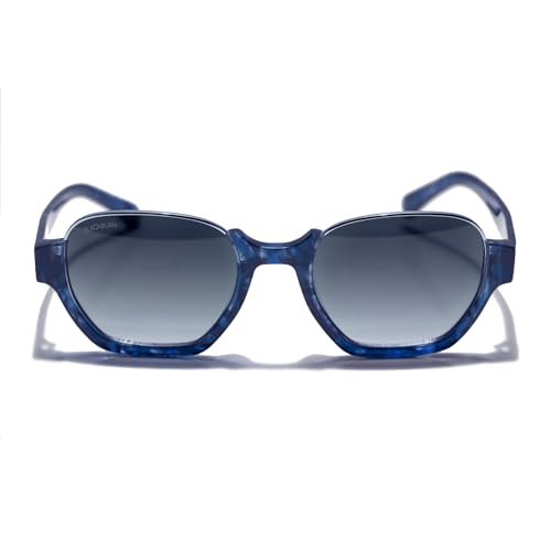 Blackburn Hexagonal Half-Rim Sunglasses for Men & Women 2026 Italian-Crafted Designer Frames with UV400 Protection - Blue