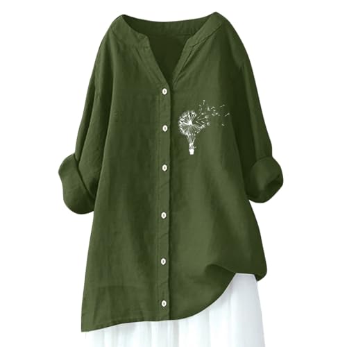Chemise en lin et coton pour femme à manches 3/4 et coupe ample