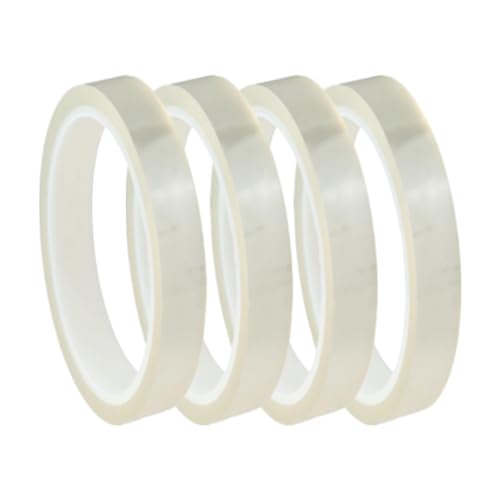 Image of PIVOI 12mm x 33m (108ft) Clear Transfer Heat Tape, Heat Resistant, Adhesive Thermal Transfer Tape, No Residue, Heat Press Tape for Heat Vinyl Sublimation Thermal Tape Hot Transfers Packs (4)