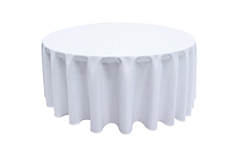 GEFEII Kitchen White Tablecloth 90 inch Round Tablecloths Solid Polyester Table Cloth
