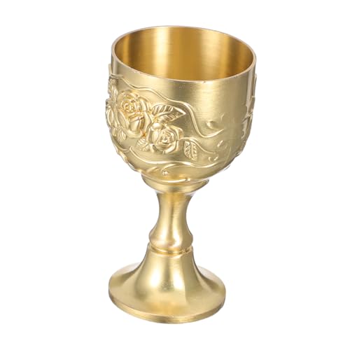 LIFKOME Copa De Vino Blanco Con Decoración Gótica Copa De Cóctel De Metal Cáliz Vintage Cáliz Medieval Cobre Dorado