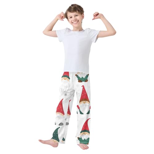 Lovely Gnome Merry Christmas Boys Long Pants Soft Trousers Elastic Waist Kids Lounge Bottoms with Pockets S-XL3