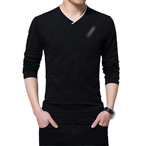 T-shirt col en V homme noir chic pour sorties et bureau en M