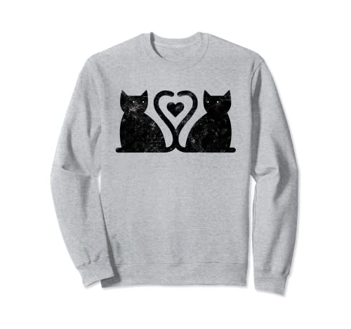 Silueta Simétrica Gatos Amantes del Gatito del Corazón Sudadera Cover
