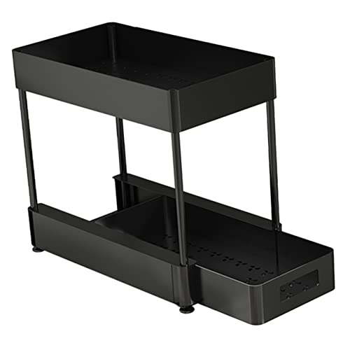 STOBAZA Under Sink Organizer Pull out Storage Rack for Bathroom and Kitchen Versatile Cabinet Shelves for Toiletries and Spices Space Saving Design with Ventilated Bottom