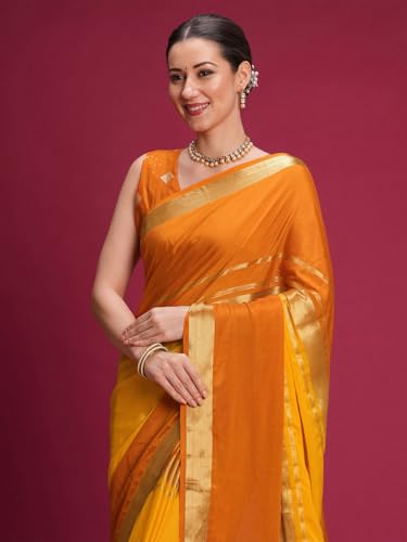 Image of AKHILAM Women's Mysore Silk Ombre Woven Design Saree With Unstitched Blouse Piece (KUSUM4101 NSM Parent)