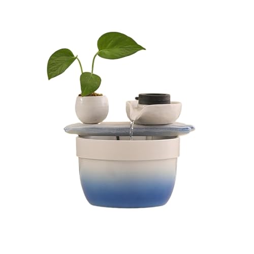 Tabletop Fountain Tabletop Cascading Water Fountain Feng Shui Indoor Relaxation Feature for Home Office(Blue)