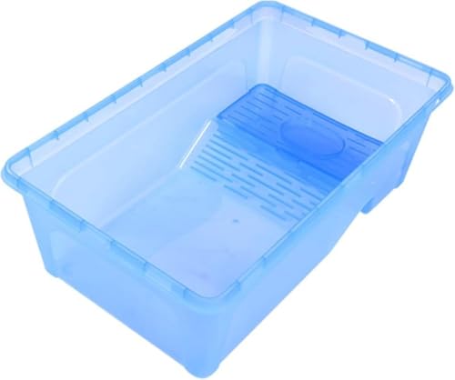 CokBlu セラミック亀飼育箱|両生類・爬虫類用 半透明観察窗 日光浴台・階段・排水孔付き 給餌便利 トレイ付き 堅牢水族館仕様?