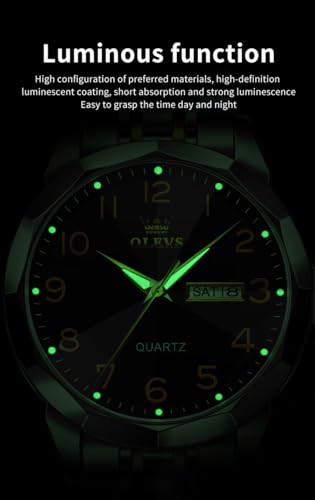 Image of OLEVS Watch for Men Simple Business Dress Analog Stainless Steel Waterproof Luminous Date Easy Read Men Wrsit Watch