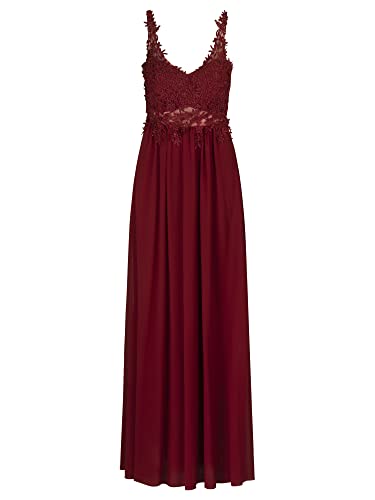 APART Fashion Abendkleid aus Chiffon, Spitze und Mesh, Bordeaux, L