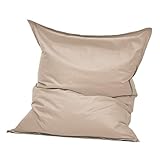 EN DETALLE: Puf XXL con funda durable de algodón. Dimensiones (L x An x Al): 180 x 140 x 25 cm. Bolsa interior con 380 litros de relleno de perlas EPS (rellenable). Funda exterior desmontable y lavable.