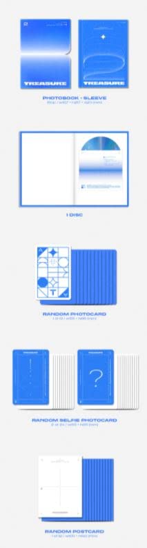 Miniatura 5 de TREASURE The Second Step  Chapter One 1st Mini Album PhotoBook Version A-Blue Cover 150p PhotoBook+2p Selfie PhotoCard+1p PostCard+1p