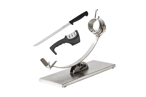 CUPERINOX - Soporte Jamonero Profesional de Acero Inoxidable | Sistema Basculante y Cabezal Giratorio | Estabilidad, Corte Ergonómico y Fácil Limpieza | Apto para Jamones y Paletillas|Elite Collection