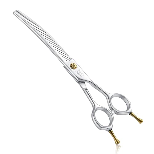 JASON 7” Ciseaux Effileurs pour Chiens - Ciseaux Professionnels pour Chiens, Acier Inoxydable Japonais 440C, Ciseaux de Toilettage Professionnels avec Vis...