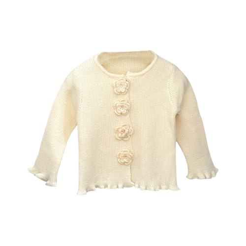 Toddler Kids Cute Cardigan with Flower Knit Button Boys Girls Ruffle Long Sleeve Coat School Causal Sweater Birthday Outfits