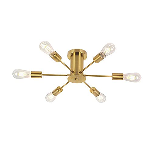 Chandelier Spoutnik doré 6 lampes pour illuminer un salon chaleureux
