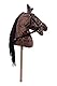 HKM Hobby Horse Stern – Steckenpferd braun/weiß, abnehmbare Trense & Lange Mähne, 40 cm Holzstiel – für Hobby Horsing Dressur & Parcours