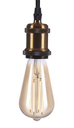 Preisvergleich Produktbild CROWN LED Bronze Lampenfassung E27 + Edison Leuchtmittel dimmbar + Textilkabel + Deckenfassung