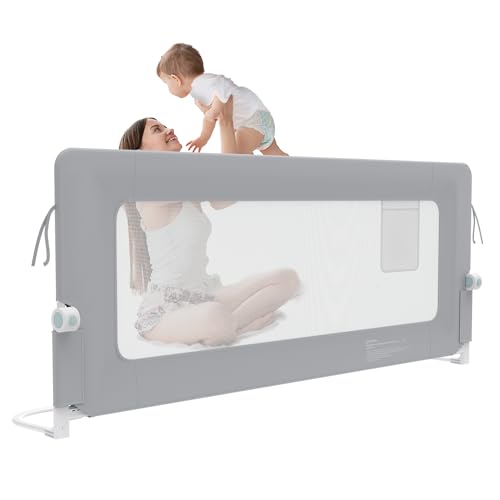 Froadp Barrera de cama para niños, protección contra caídas, plegable, para cama infantil, protección contra caídas, color gris claro, 180 cm